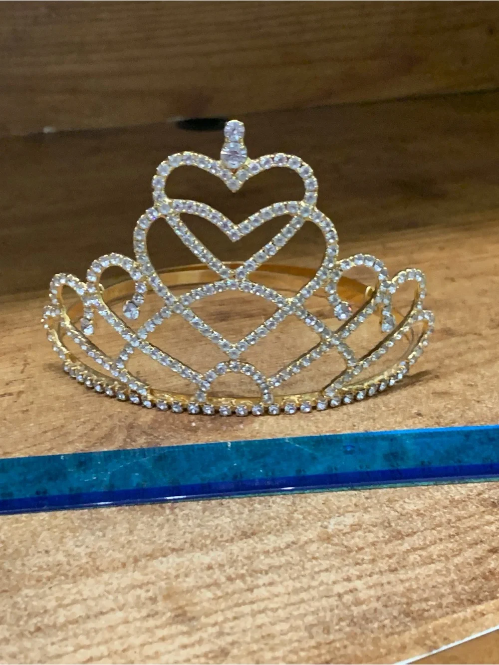 Gold Crystal Heart Tiara - Women Accessories